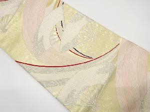 孔雀に扇模様織り出し袋帯